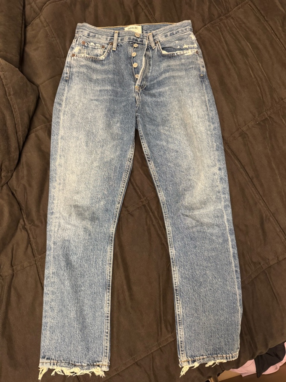 Agolde Light Blue High-Rise Straight Jeans